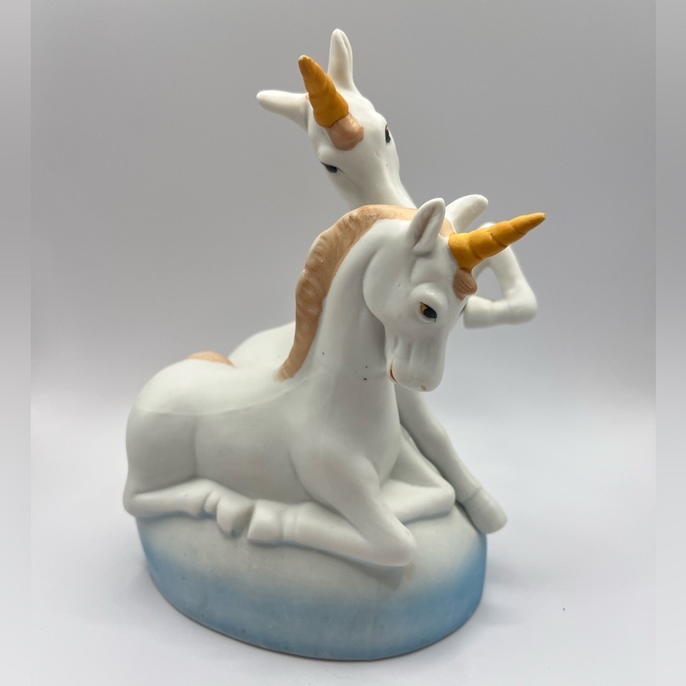 Vintage White and Gold Unicorn Sculpture